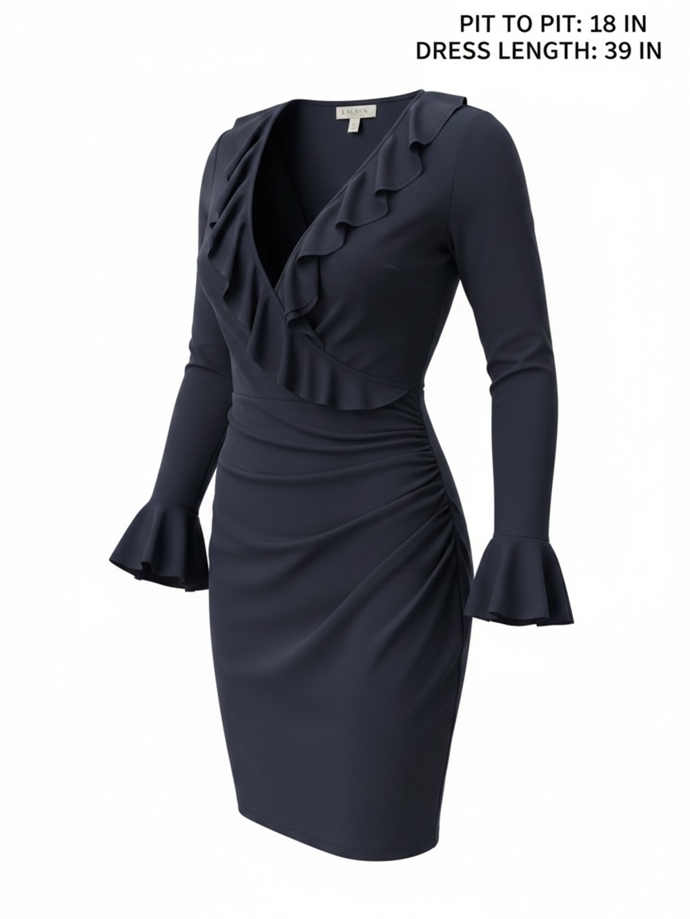 Ralph Lauren Navy Ruffle V‑Neck Long Sleeve Sheath Dress- Ms. Ralph to you :) - Picture 4 of 6